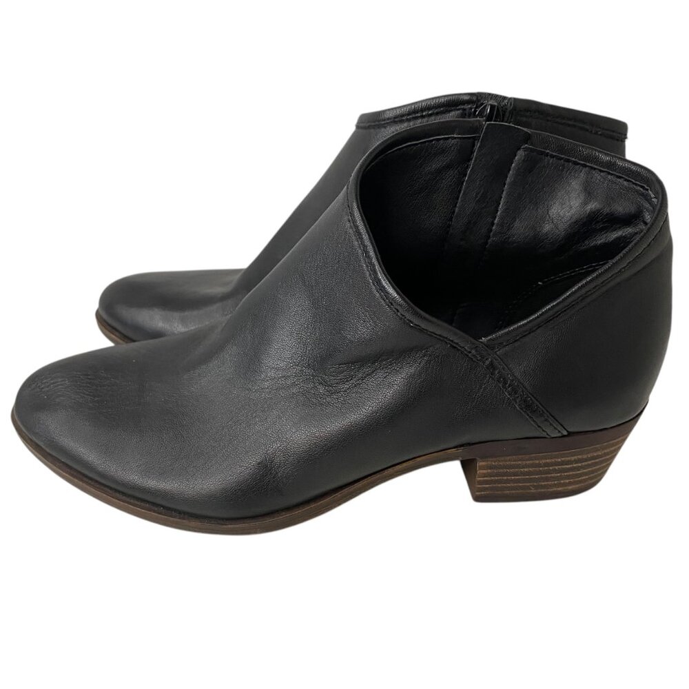 Lucky Brand Brekke Womens Black Leather Western Ankle Booties Size 8 Side Zipper